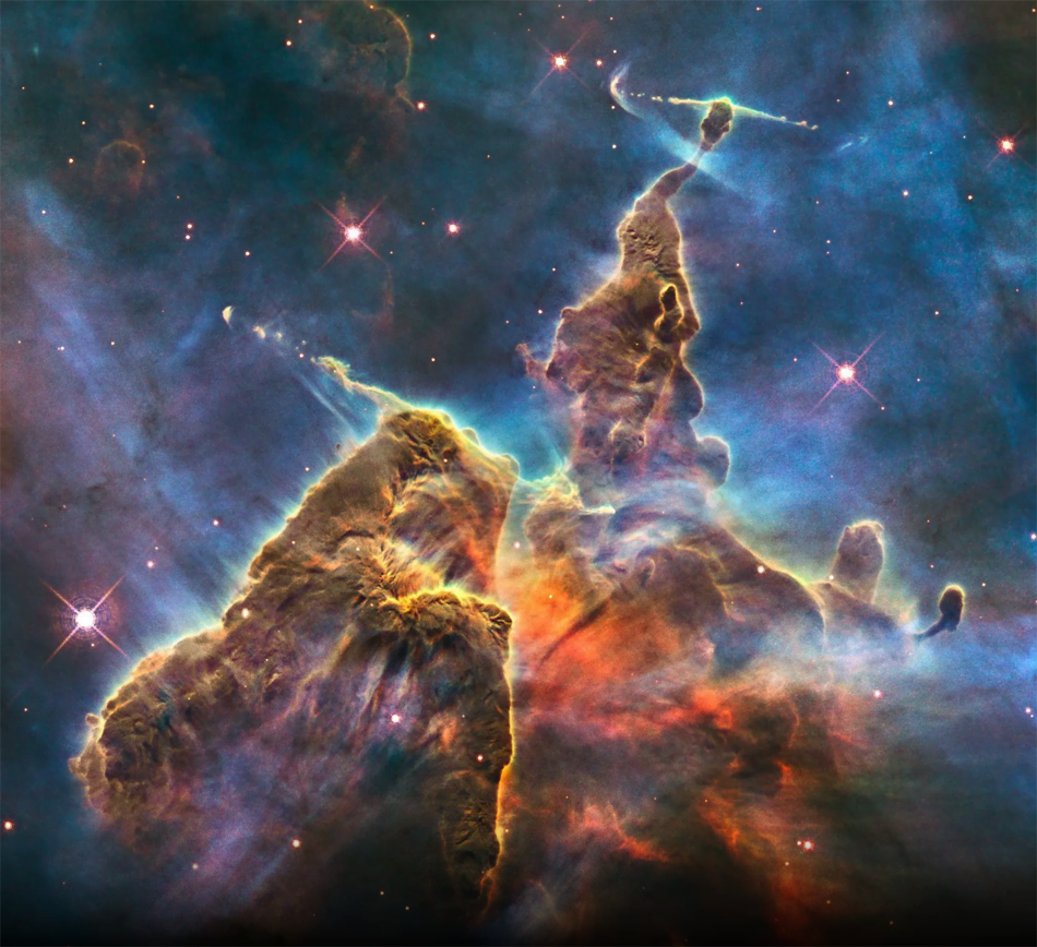 Un sommet de la pouponnière stellaire de la nébuleuse de la Carène. Photo du télescope spatial James Webb