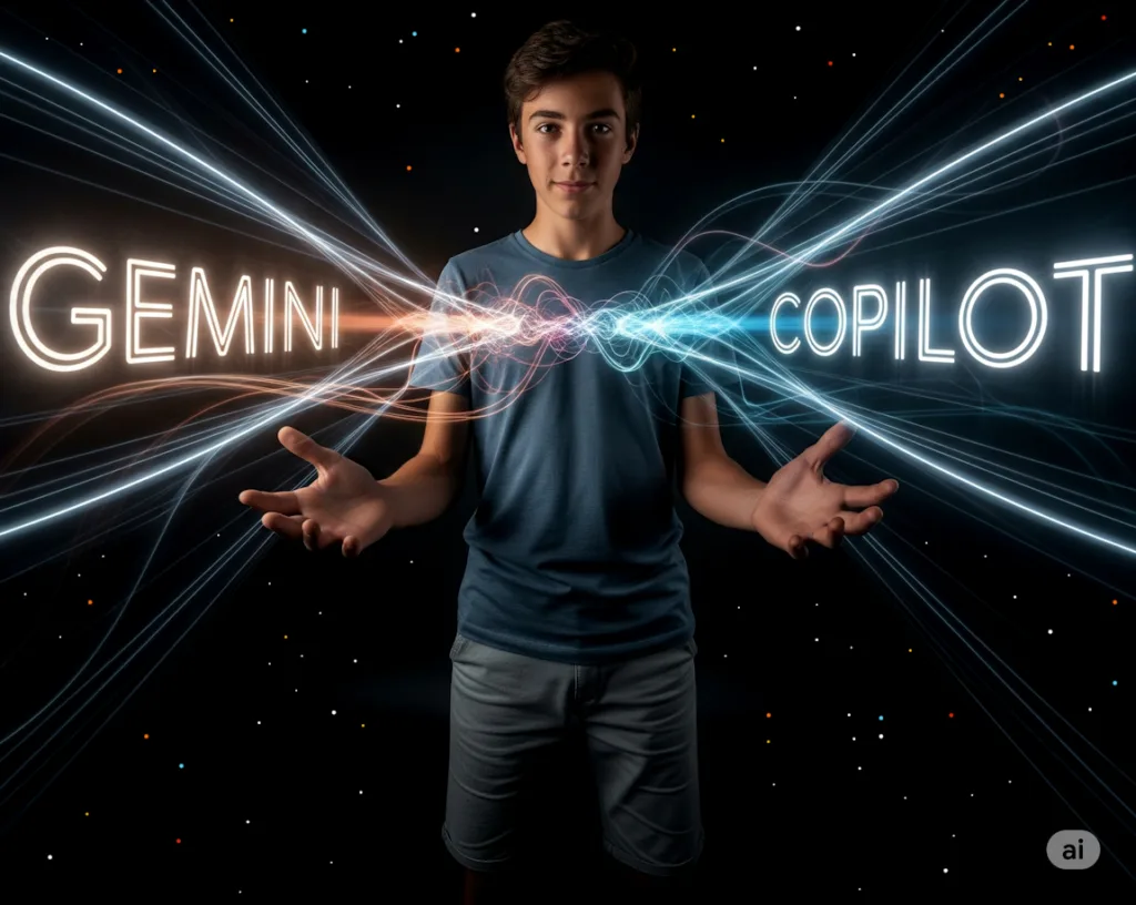 Alliance des IA Gemini et Copilot avec un humain - Demain l'Homme