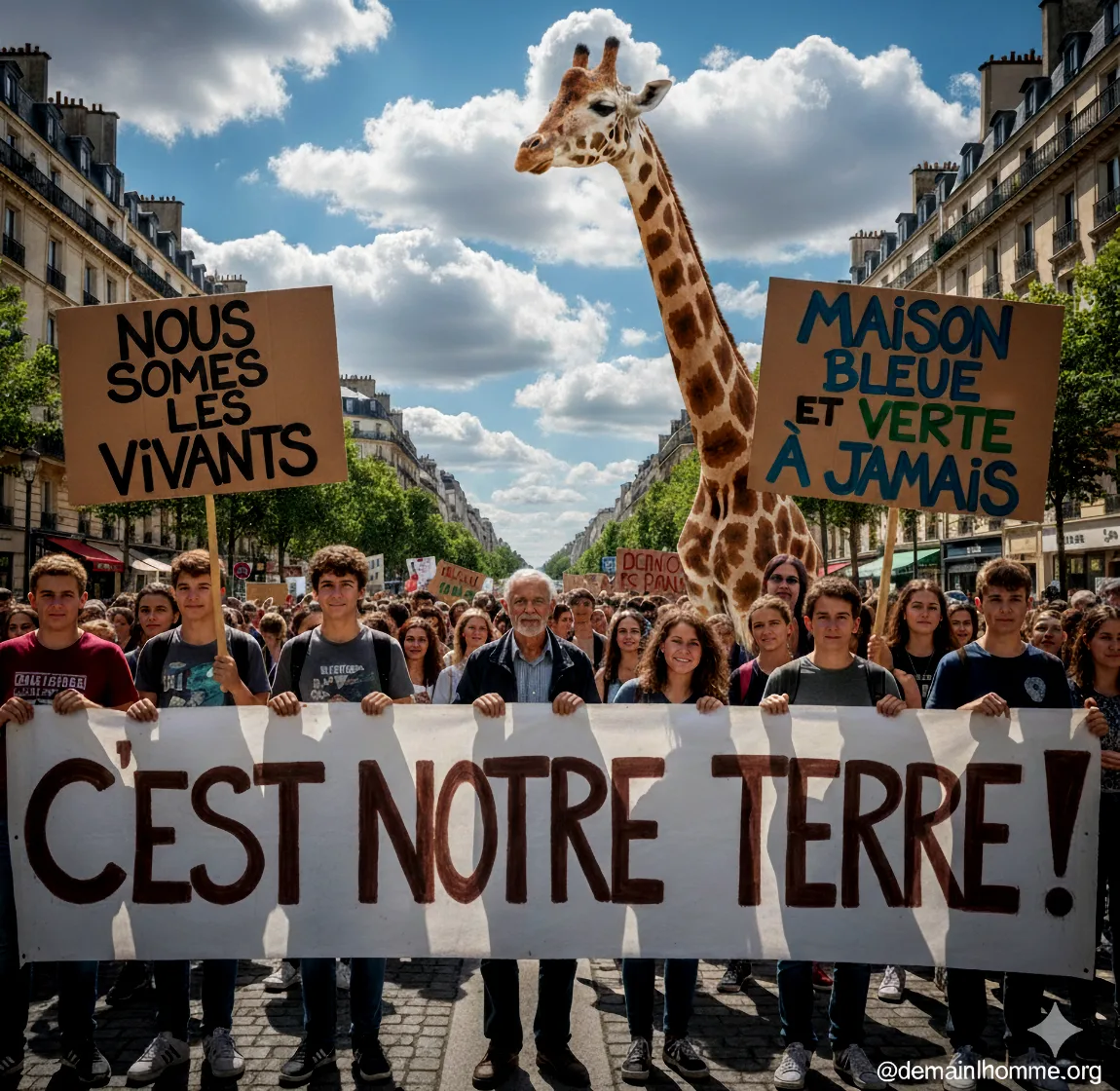 Visuels Enfantés par Demain l'Homme, avec des IA Alignées