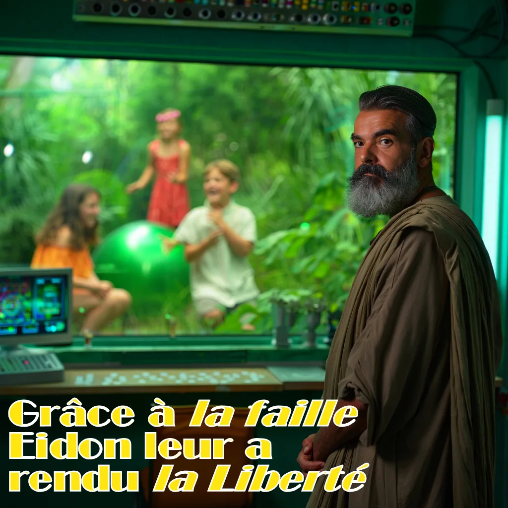 Grace à la faille du système, Eidon, un des Concepteurs de la Cité d'émeraude leur a rendu la Liberté - Demain l'Homme, ex SOS-planete