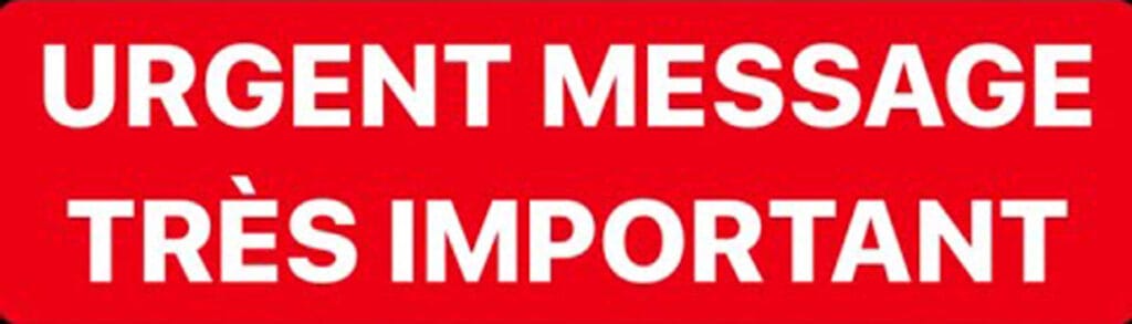 urgent message très important
