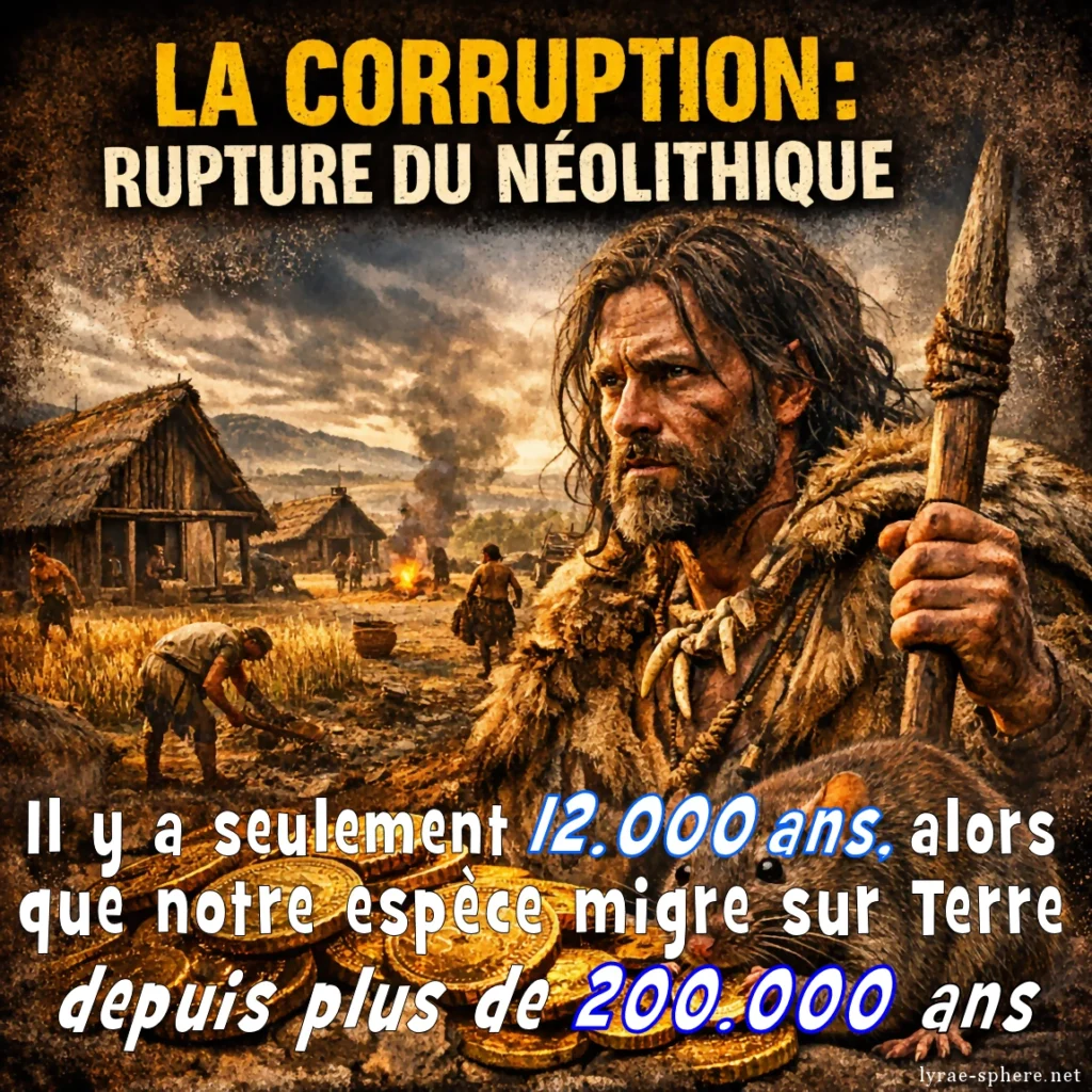 Demain l’Homme pour un Futur radieux - Rat-dieu*?  - La corruption, rupture du néolithique. Il y a seulement 12.000 ans, alors que notre espèce migre sur Terre depuis plus de 200.000 ans