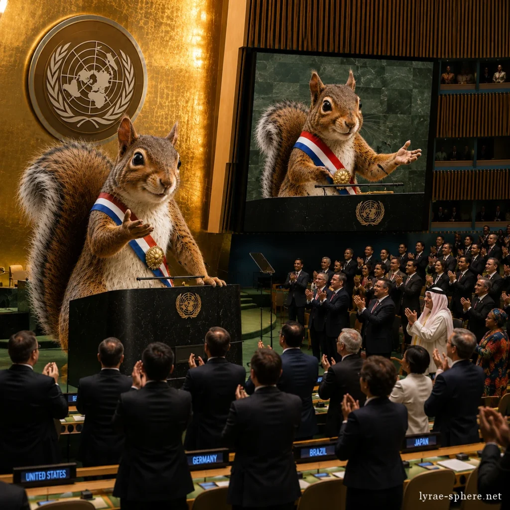 Le Président écureuil fait un discours à l'ONU - Demain l'Homme, ex SOS-planete depuis 1999